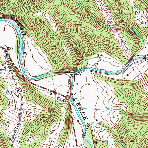 Topographic Map of Sawdridge Creek, KY