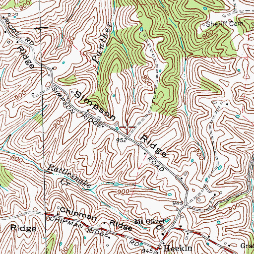 Topographic Map of Simpson Ridge, KY