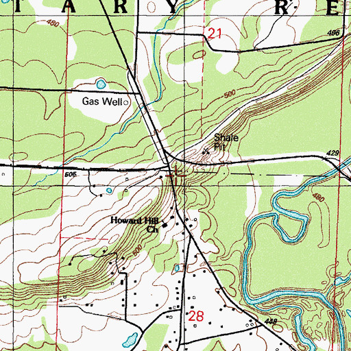 Topographic Map of Howard Hill School, AR