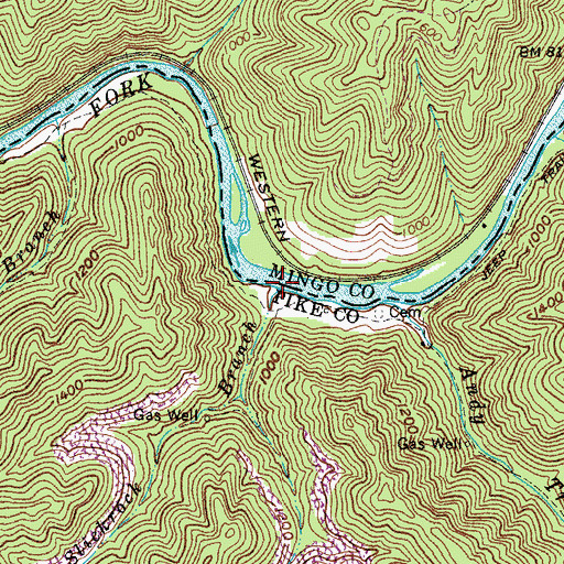 Topographic Map of Slickrock Branch, KY