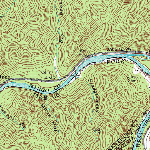 Topographic Map of Staggerweed Branch, KY