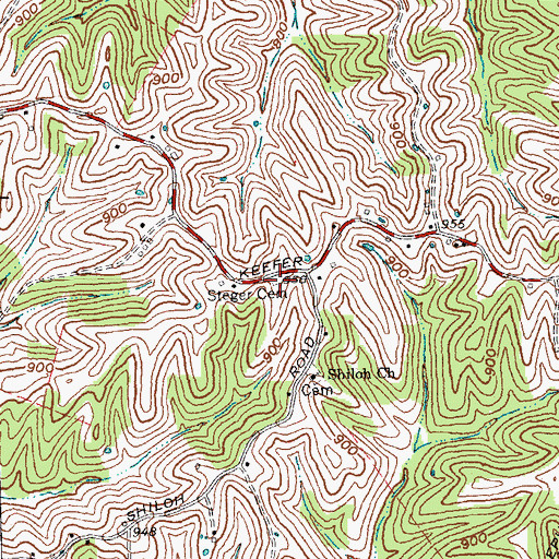 Topographic Map of Steger Cemetery, KY