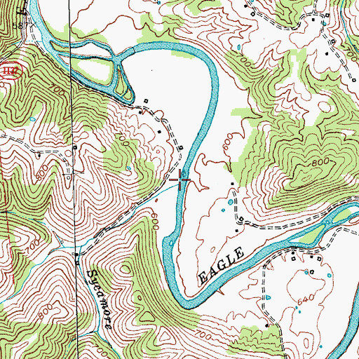 Topographic Map of Sycamore Creek, KY