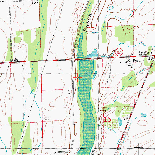 Topographic Map of Indian Bayou, AR