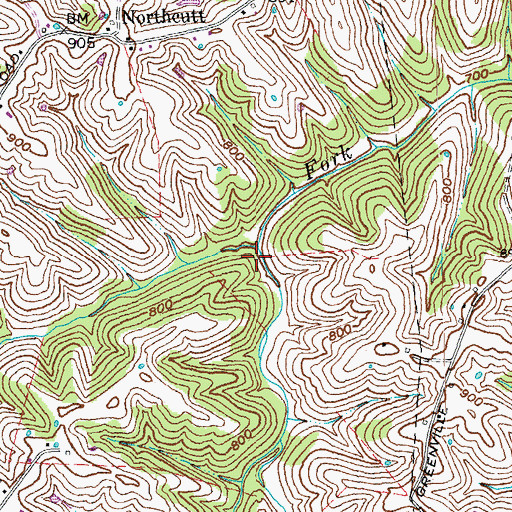 Topographic Map of Townsend Branch, KY