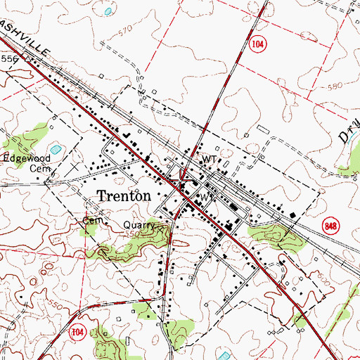 Topographic Map of Trenton, KY