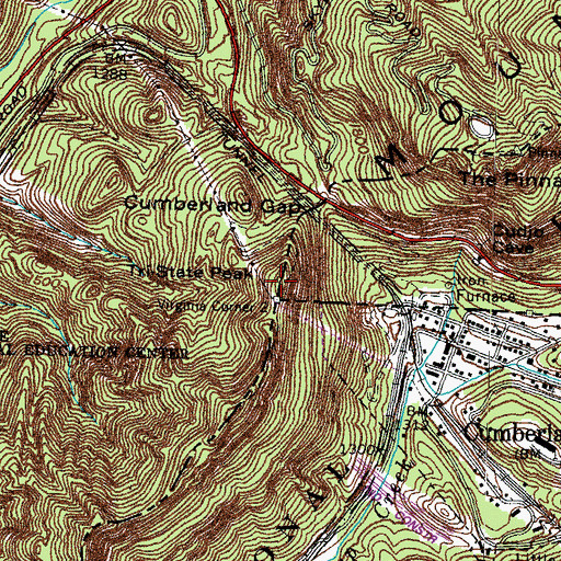 Topographic Map of Tri-State Peak, KY