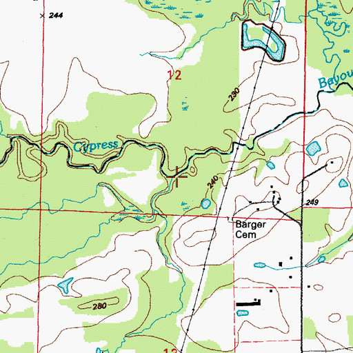 Topographic Map of Jacksnipe Branch, AR