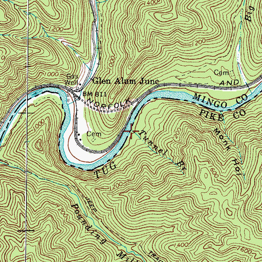 Topographic Map of Tunnel Branch, KY
