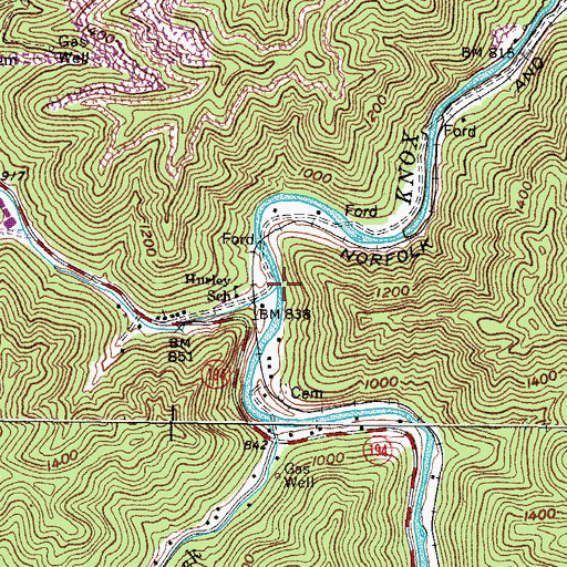 Topographic Map of Turkey Creek, KY