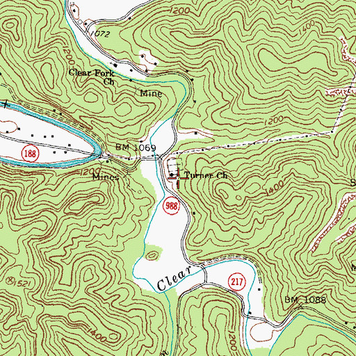 Topographic Map of Turner Church, KY
