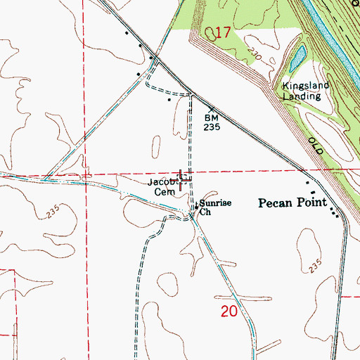 Topographic Map of Jacob Cemetery, AR