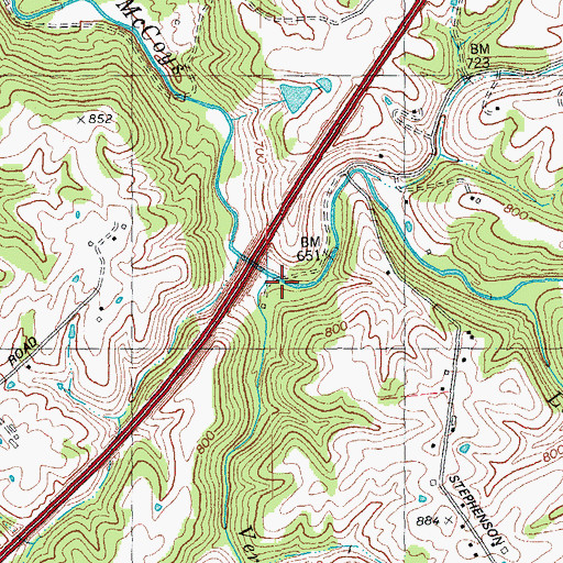 Topographic Map of Verona Branch, KY