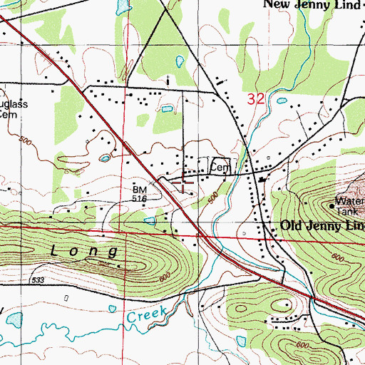 Topographic Map of Jenny Lind School, AR