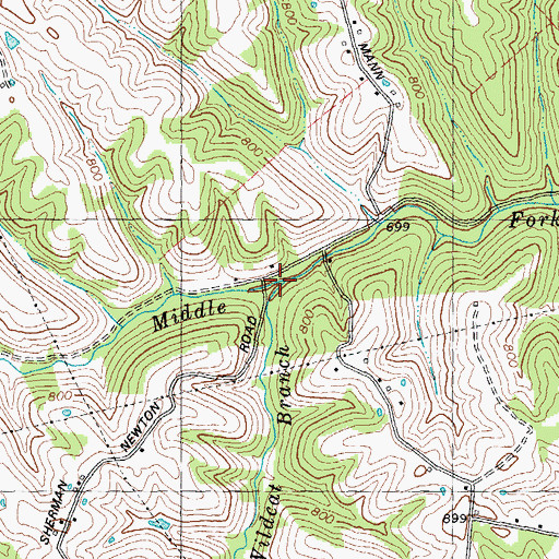 Topographic Map of Wildcat Branch, KY