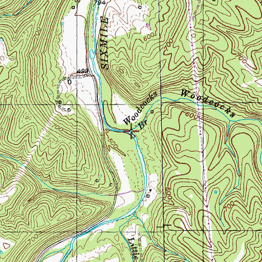 Topographic Map of Woodcocks Branch, KY