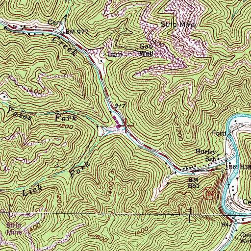 Topographic Map of Yates Fork, KY