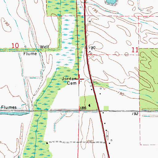Topographic Map of Jordan Cemetery, AR