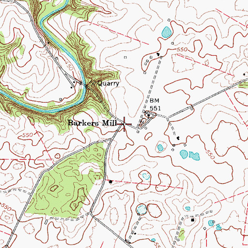 Topographic Map of Barkers Mill, KY