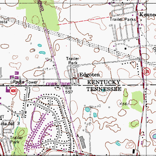 Topographic Map of Edgoten, KY