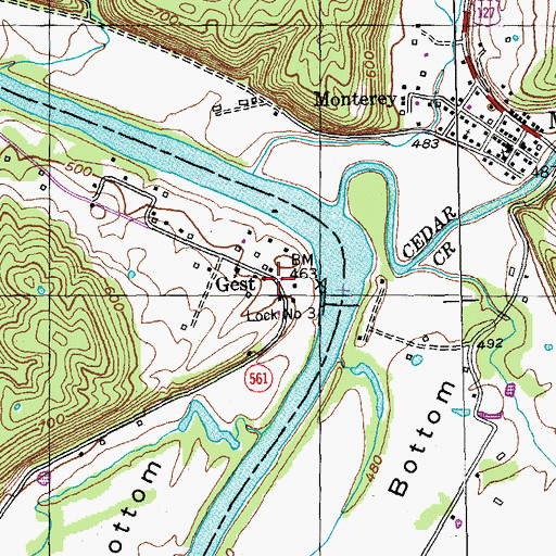 Topographic Map of Gest, KY