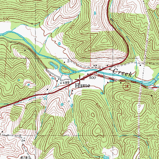 Topographic Map of Hume, KY