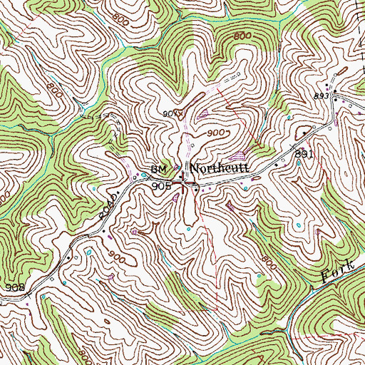 Topographic Map of Northcutt, KY