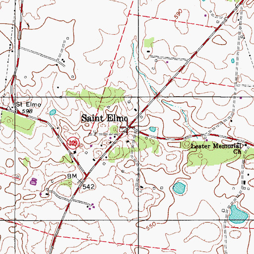 Topographic Map of Saint Elmo, KY