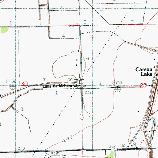 Topographic Map of Little Bethlehem Cemetery, AR