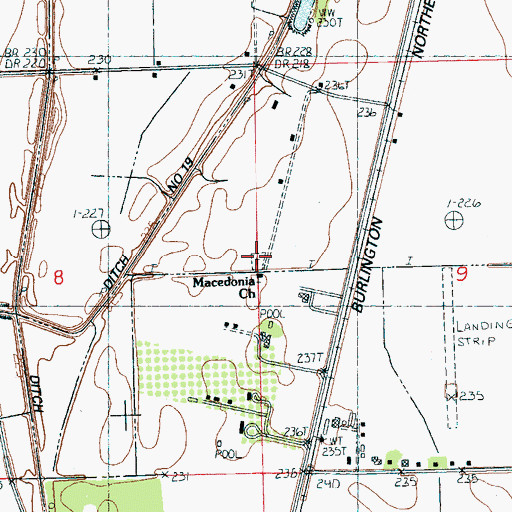 Topographic Map of Macedonia Cemetery, AR