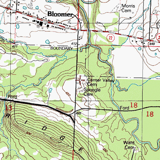 Topographic Map of Marietta Cemetery, AR