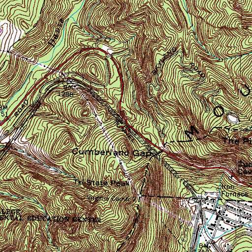 Topographic Map of Cumberland Gap Tunnel, TN
