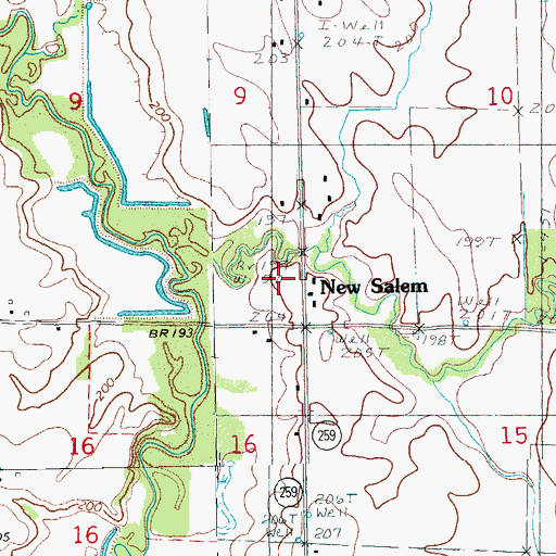 Topographic Map of Martin Cemetery, AR