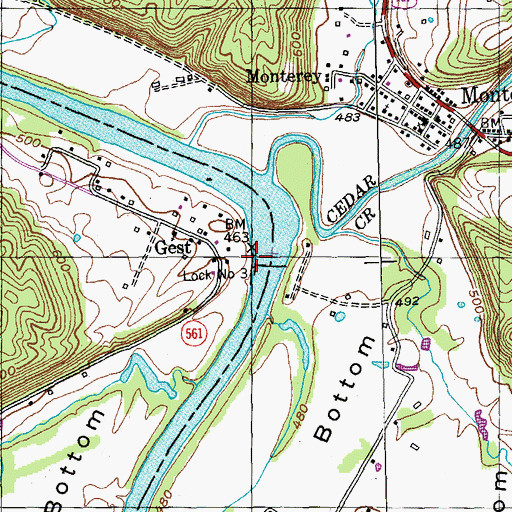 Topographic Map of Lock Number 3, KY