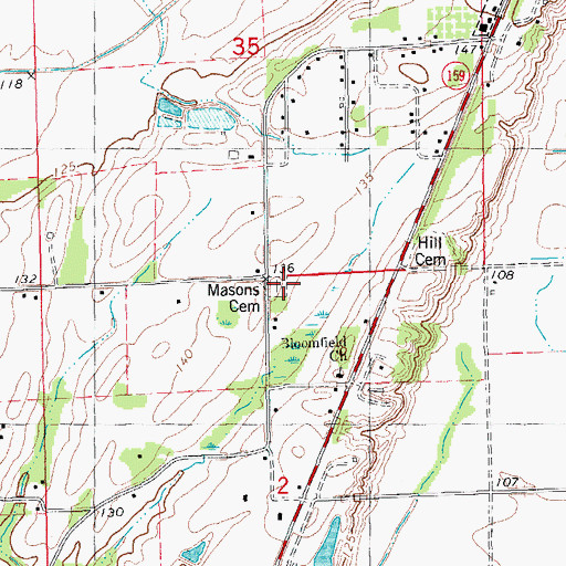 Topographic Map of Masons Cemetery, AR