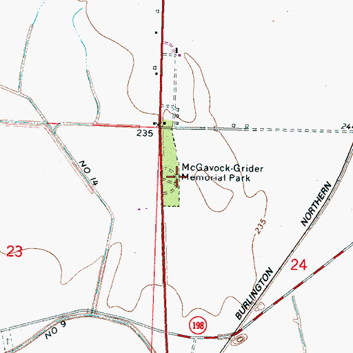 Topographic Map of McGavock-Grider Memorial Park, AR