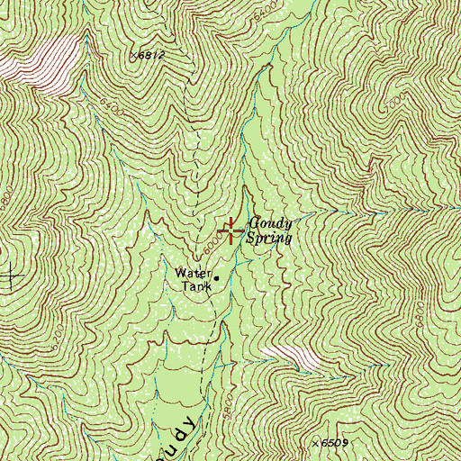 Topographic Map of Goudy Spring, AZ