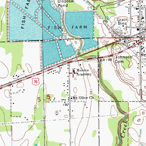 Topographic Map of Monroe Academy, AR