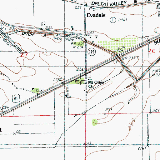 Topographic Map of Mount Olive Cemetery, AR