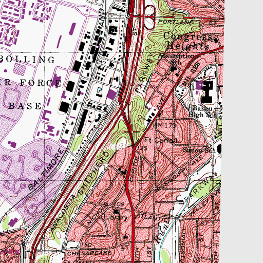 Topographic Map of Sheperd Parkway, DC