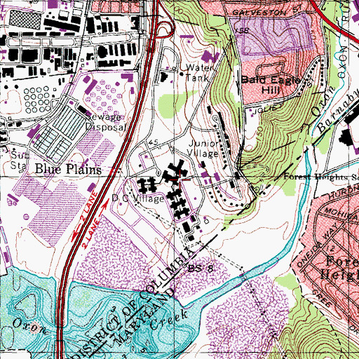 Topographic Map of District of Columbia Village, DC