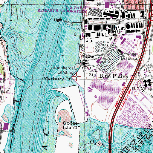 Topographic Map of Marbury Point, DC