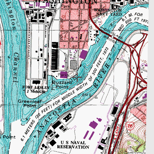 Topographic Map of Buzzard Point Marina, DC