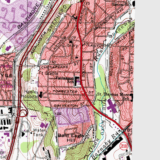 Topographic Map of W B Patterson Elementary School, DC