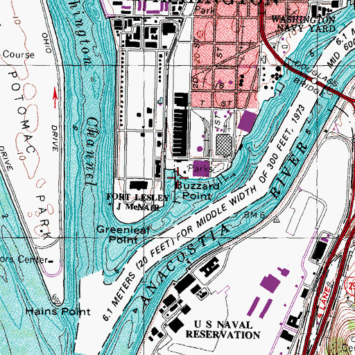 Topographic Map of Corinthian Yacht Club, DC
