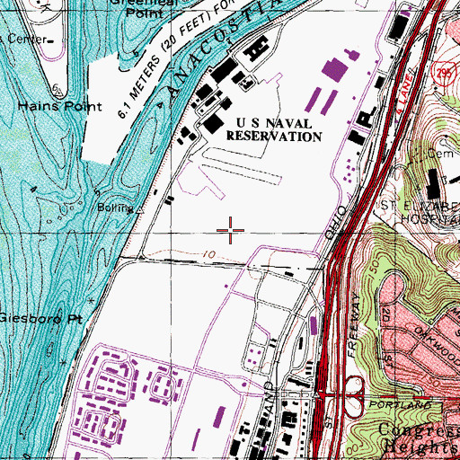 Topographic Map of Bolling Anacostia Tract, DC