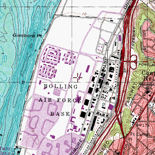 Topographic Map of Bolling Air Force Base Heliport, DC