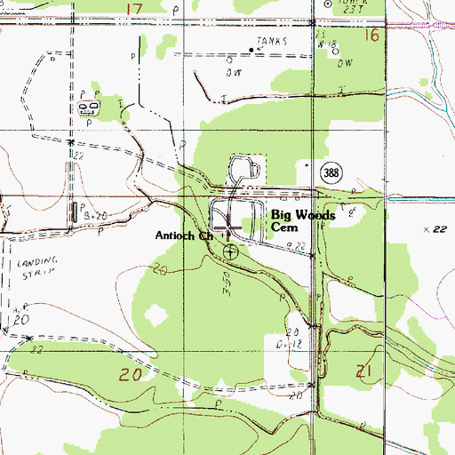 Topographic Map of Antioch Church, LA