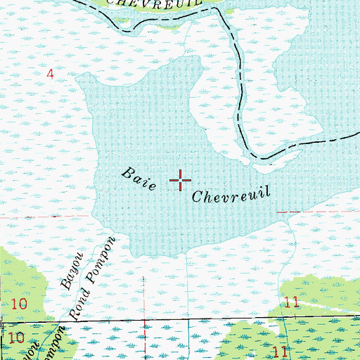 Topographic Map of Baie Chevreuil, LA