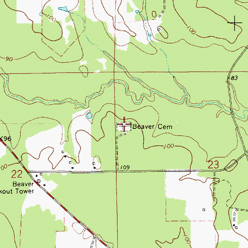 Topographic Map of Beaver Cemetery, LA